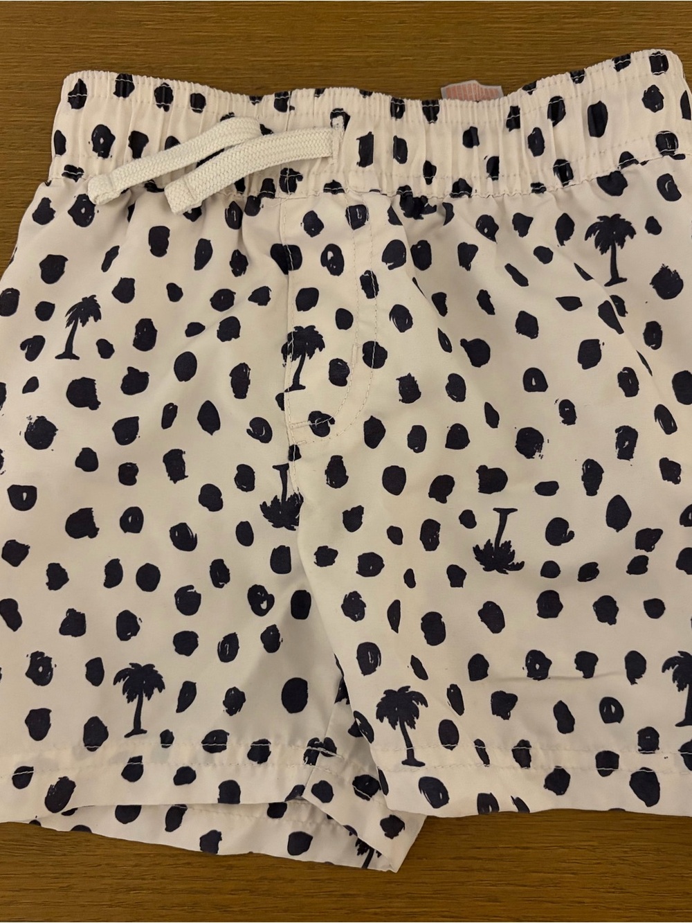 Cat & Jack White Swim Shorts with Navy Palm Dot Print